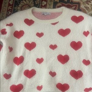 Miss Sparkling Red and cream Heart Sweater